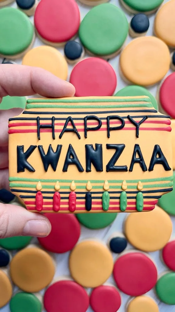 kwanzaa cookie decorated with royal icing 