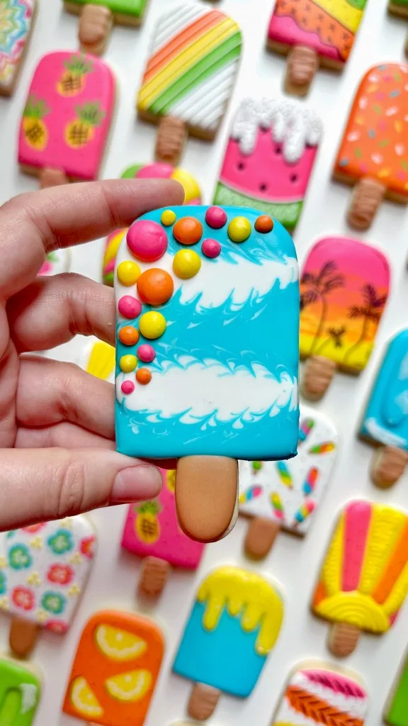 popsicle decorated with royal icing 