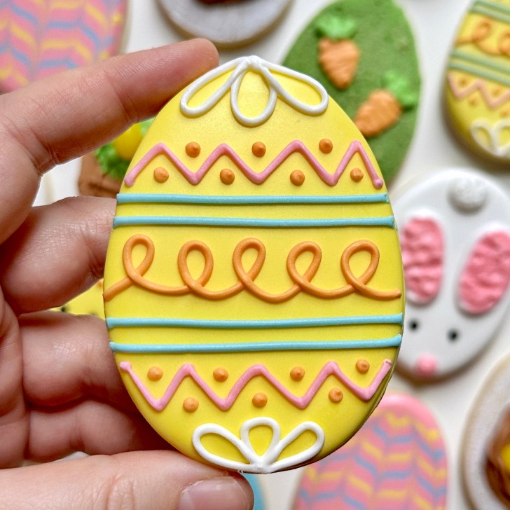 easter egg sugar cookie decorated with royal icing 