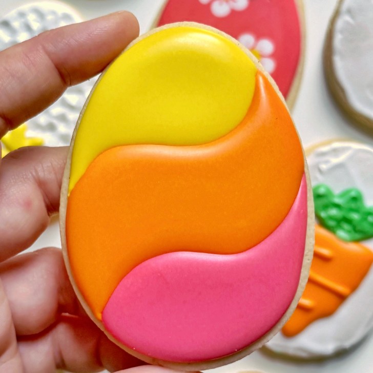 easter egg cookie decorated with royal icing
