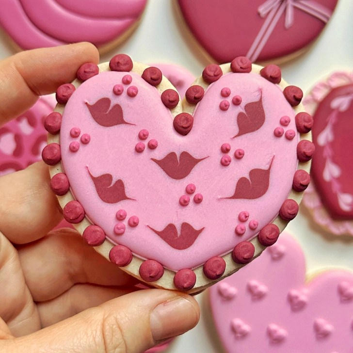 lip heart cookies decorated with royal icing