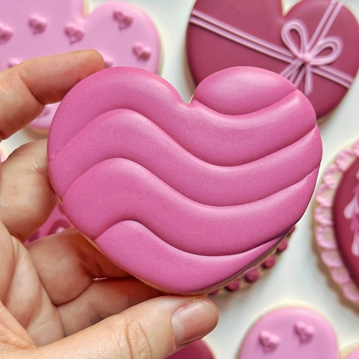 valentine's day heart cookies decorated with royal icing