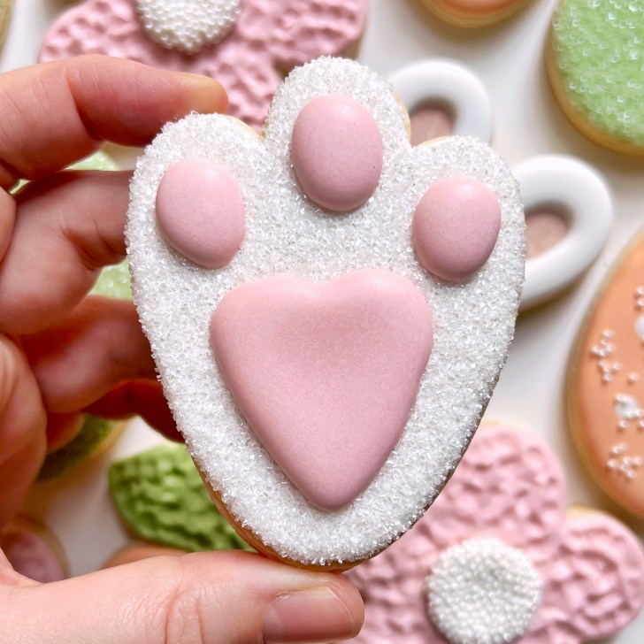 easy bunny foot easter cookies decorated with royal icing